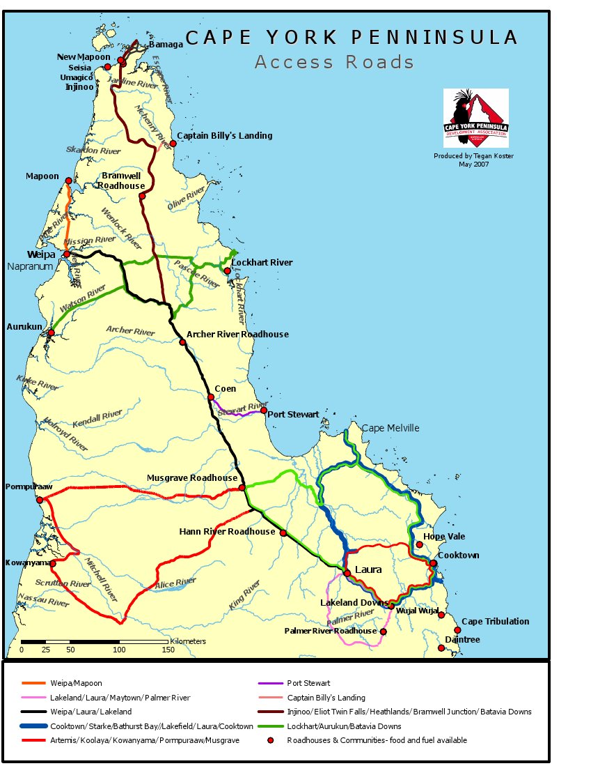 Cape York Road Map Cape York Peninsula Map