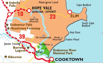 Hopevale and Elim Beach map